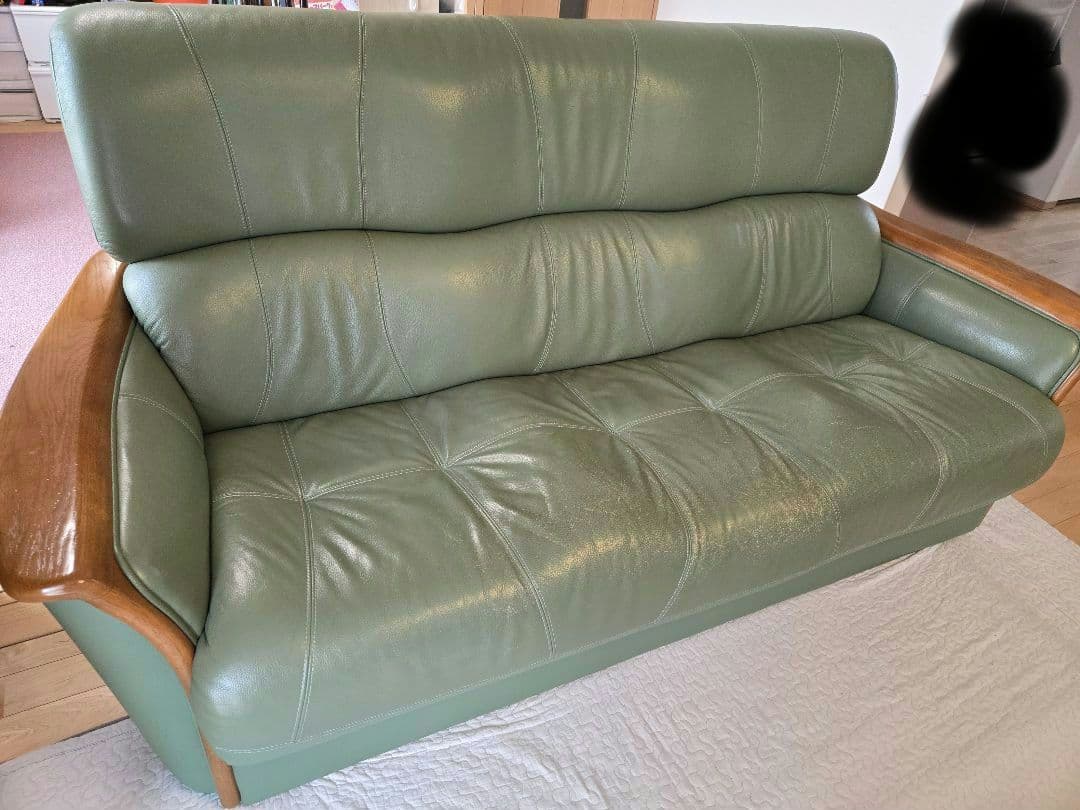 浜本工芸　3人掛けソファ　グリーン
