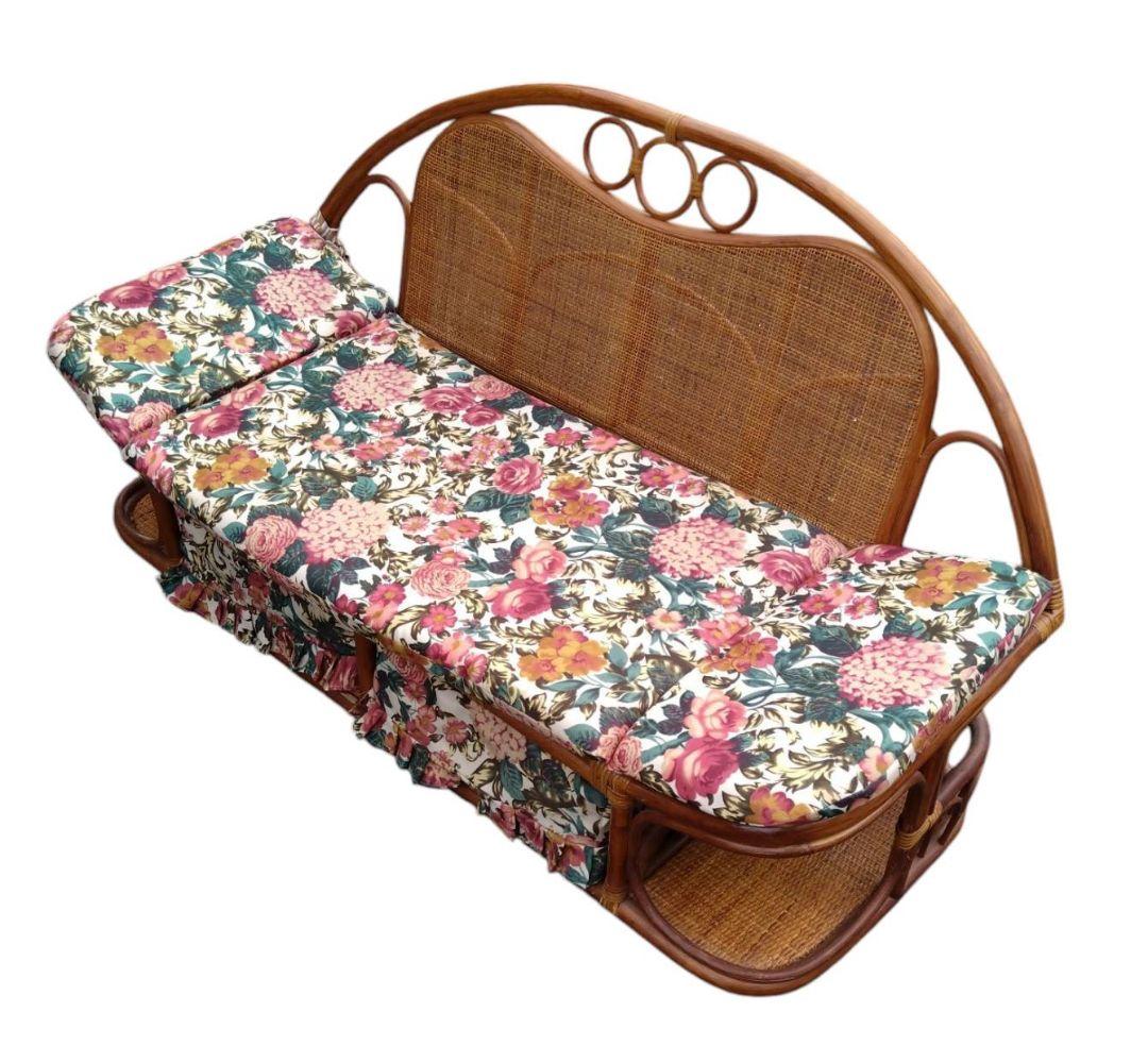 drop❁⃘*.゜ ラタン製花柄ソファベッド