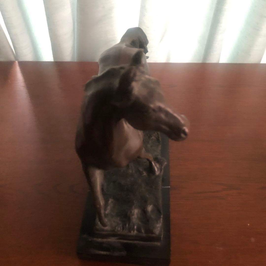 フランス製 ブロンズ馬彫刻 大理石ベース付き 28cm 美術品級