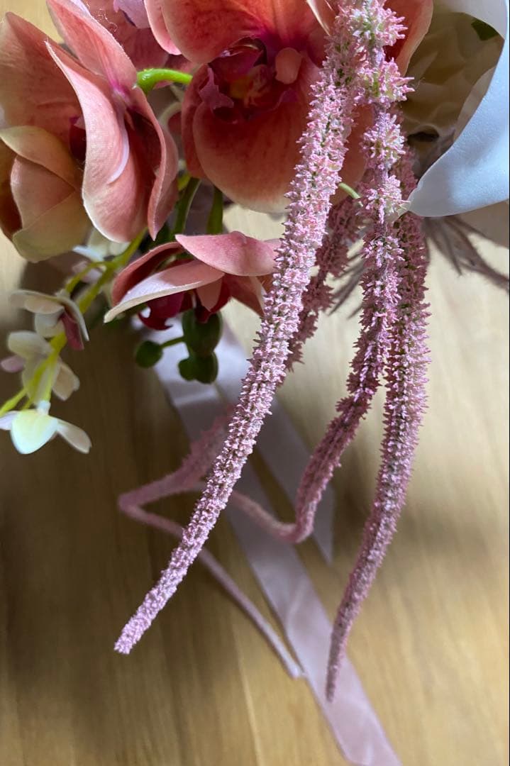 アーティフィシャルフラワー ブーケ ピンク系　ブートニアセット