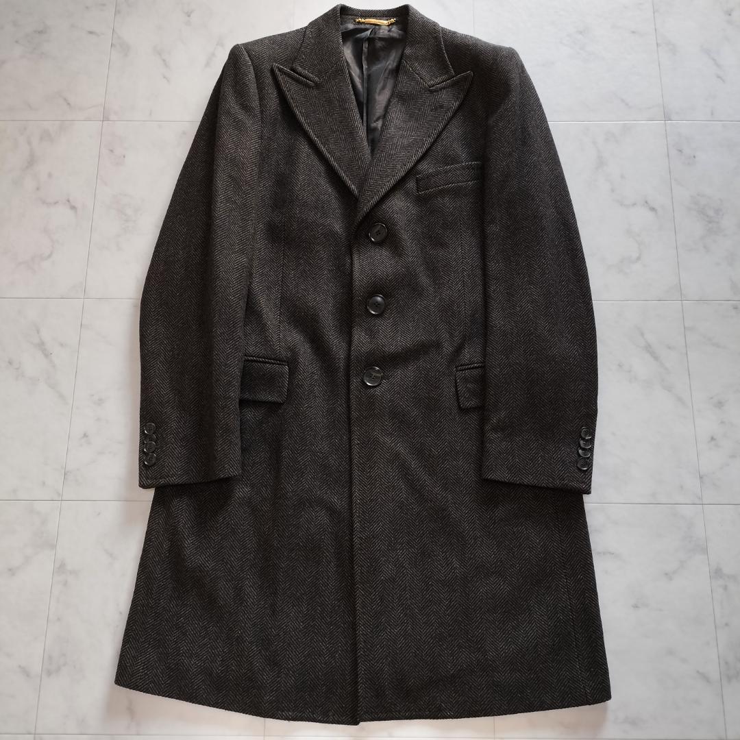ドルチェアンドガッバーナ ウールヘリンボーンチェスターコート 52XL ブラウン