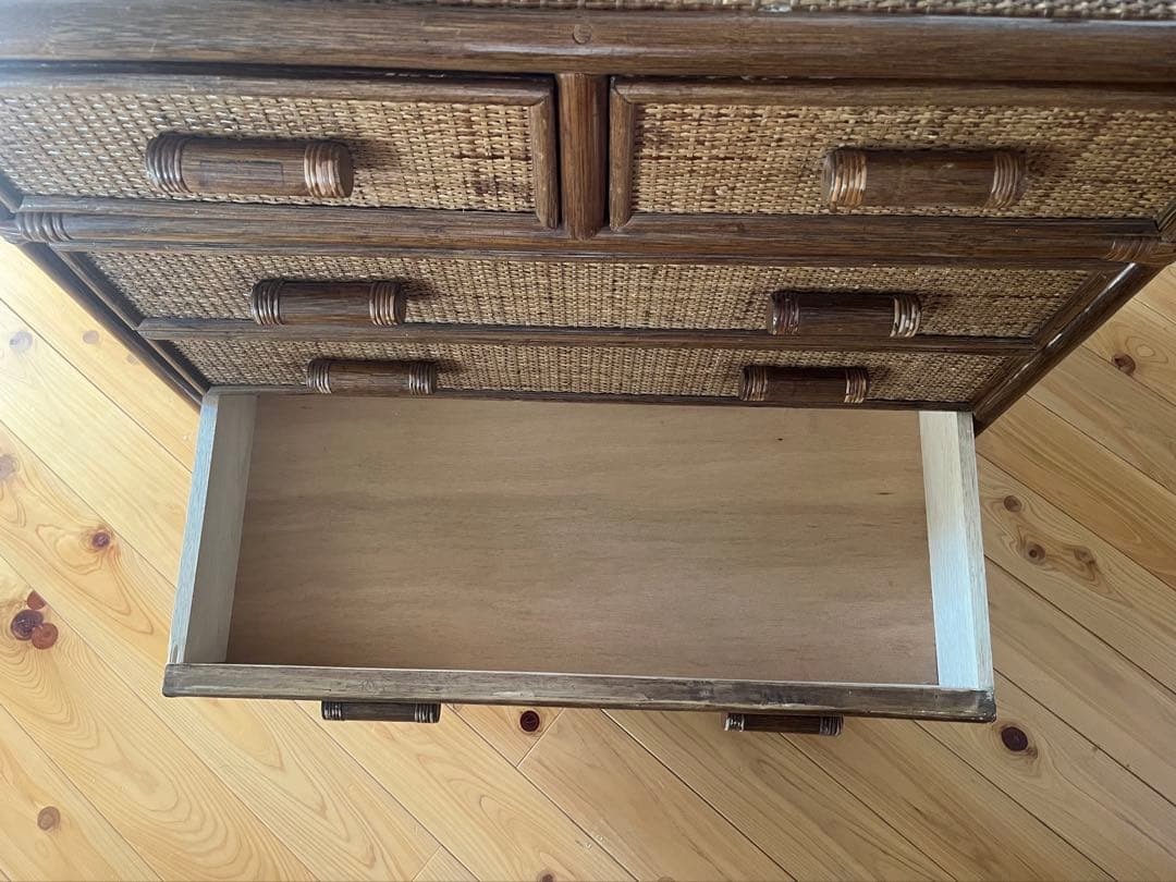 ラタンチェストアンティーク レトロ 昭和レトロ 収納 引き出し 箪笥