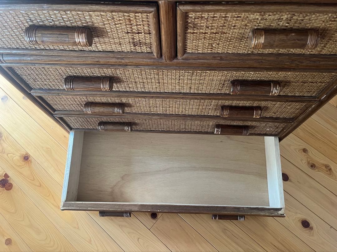 ラタンチェストアンティーク レトロ 昭和レトロ 収納 引き出し 箪笥
