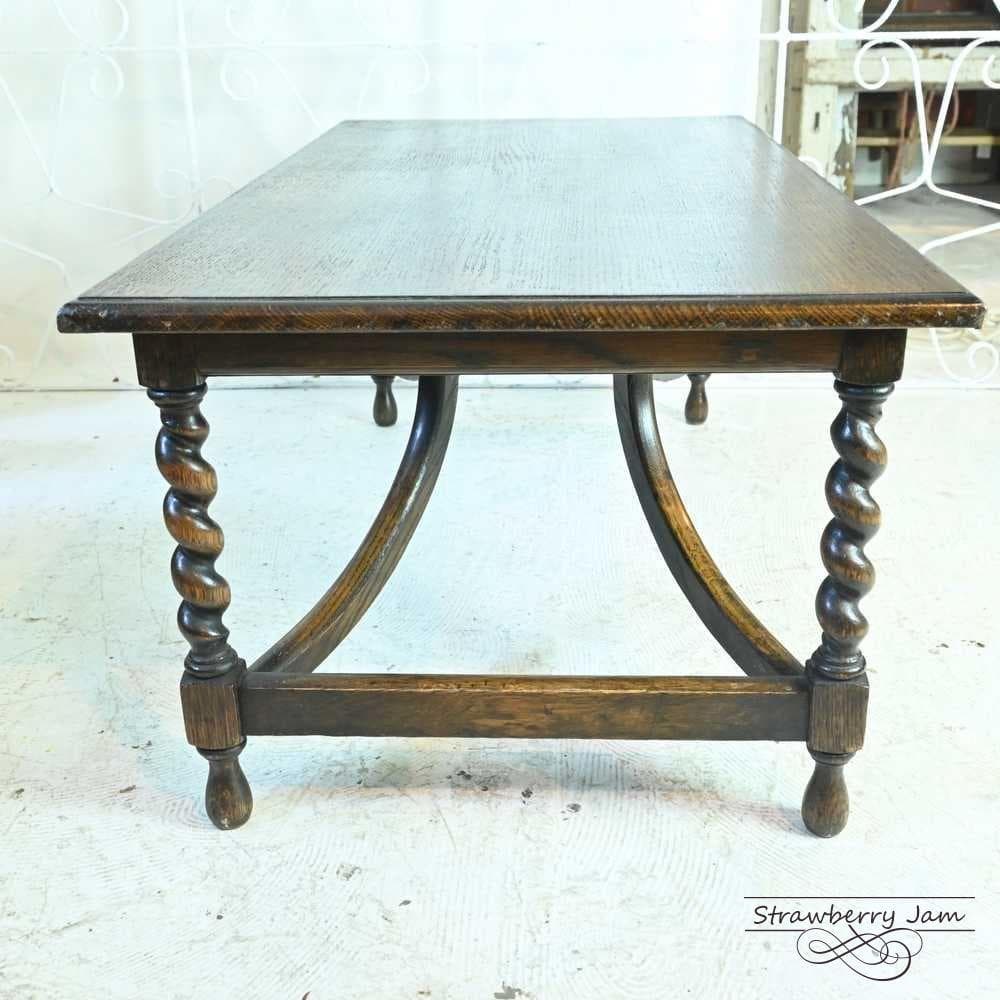 L3705-258 英国アンティーク オーク ローテーブル センターテーブル