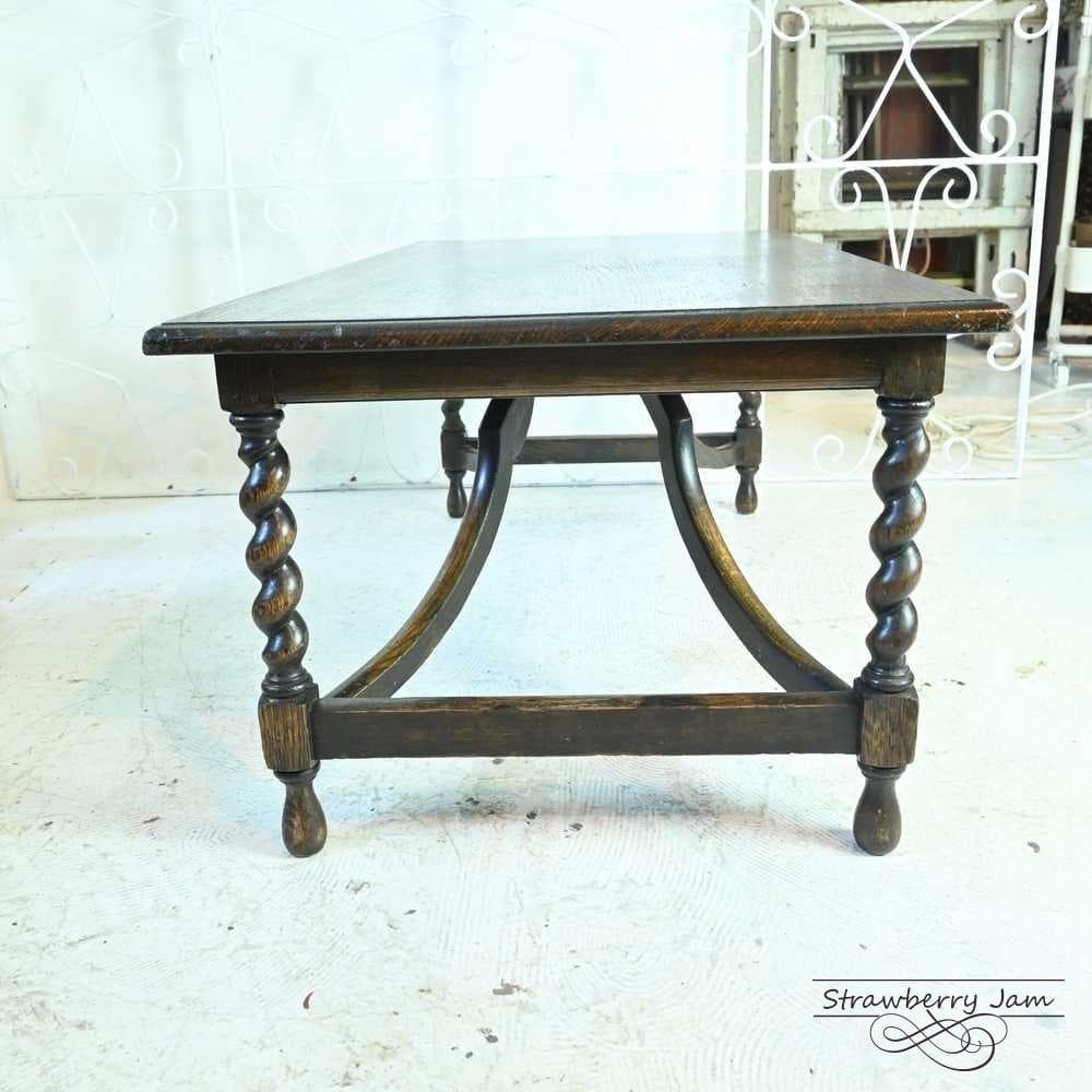 L3705-258 英国アンティーク オーク ローテーブル センターテーブル