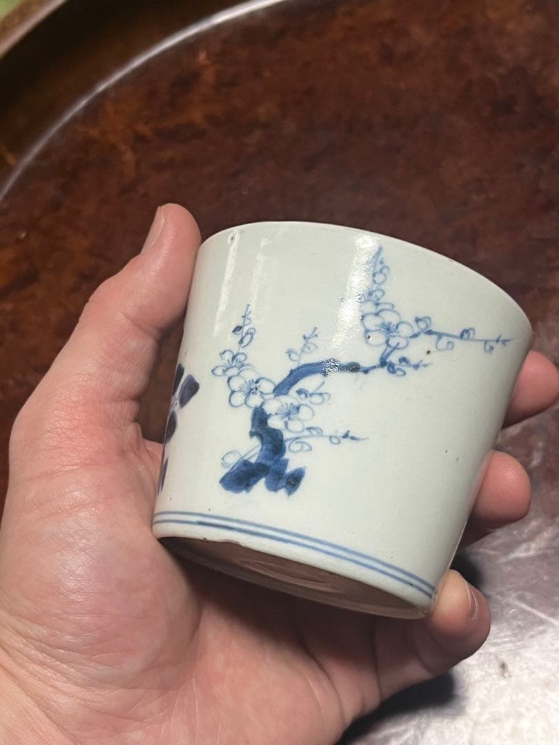 古伊万里　蕎麦猪口　あじさい　鶯　ウグイス　梅　雲雀　紫陽花　民芸　民藝