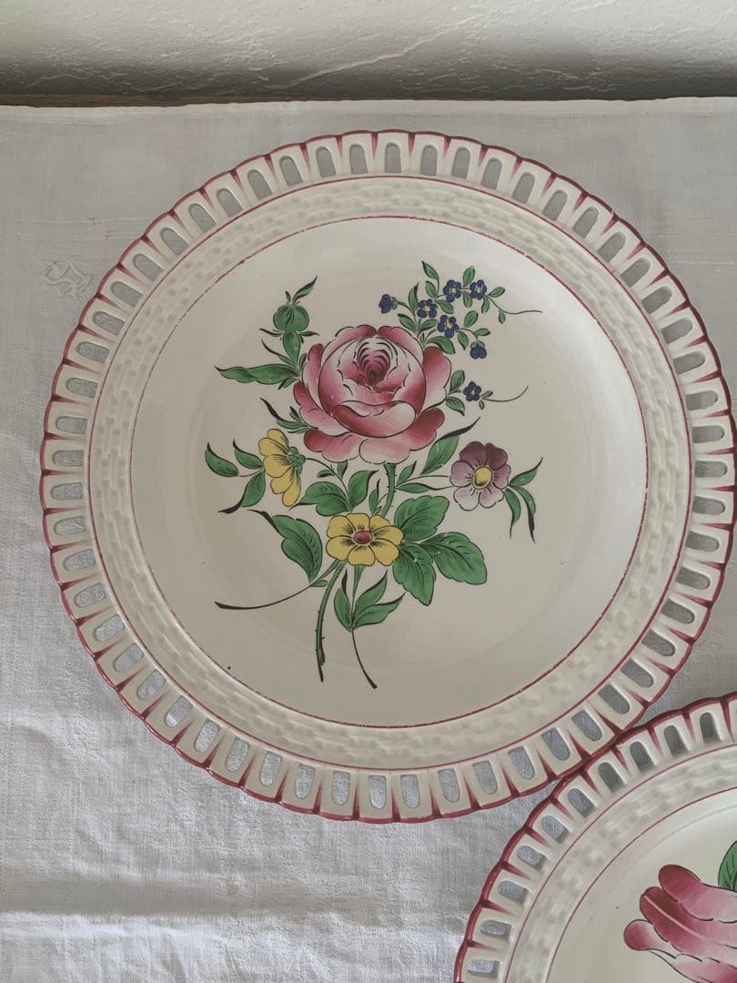 フランスアンティーク　リュネヴィル　パニエプレート　２枚　ブロカント