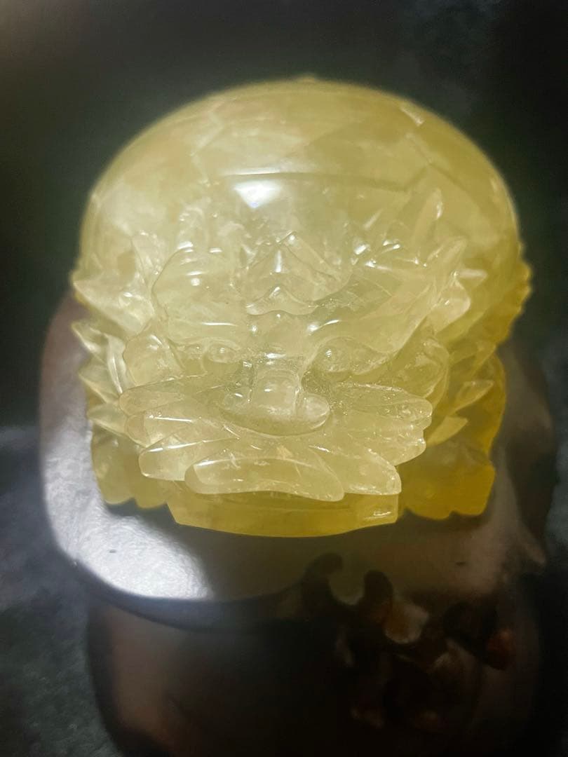 シトリン　天然石　ロングイ　龍亀　財運　彫刻　彫り物　風水　置物　縁起　開運