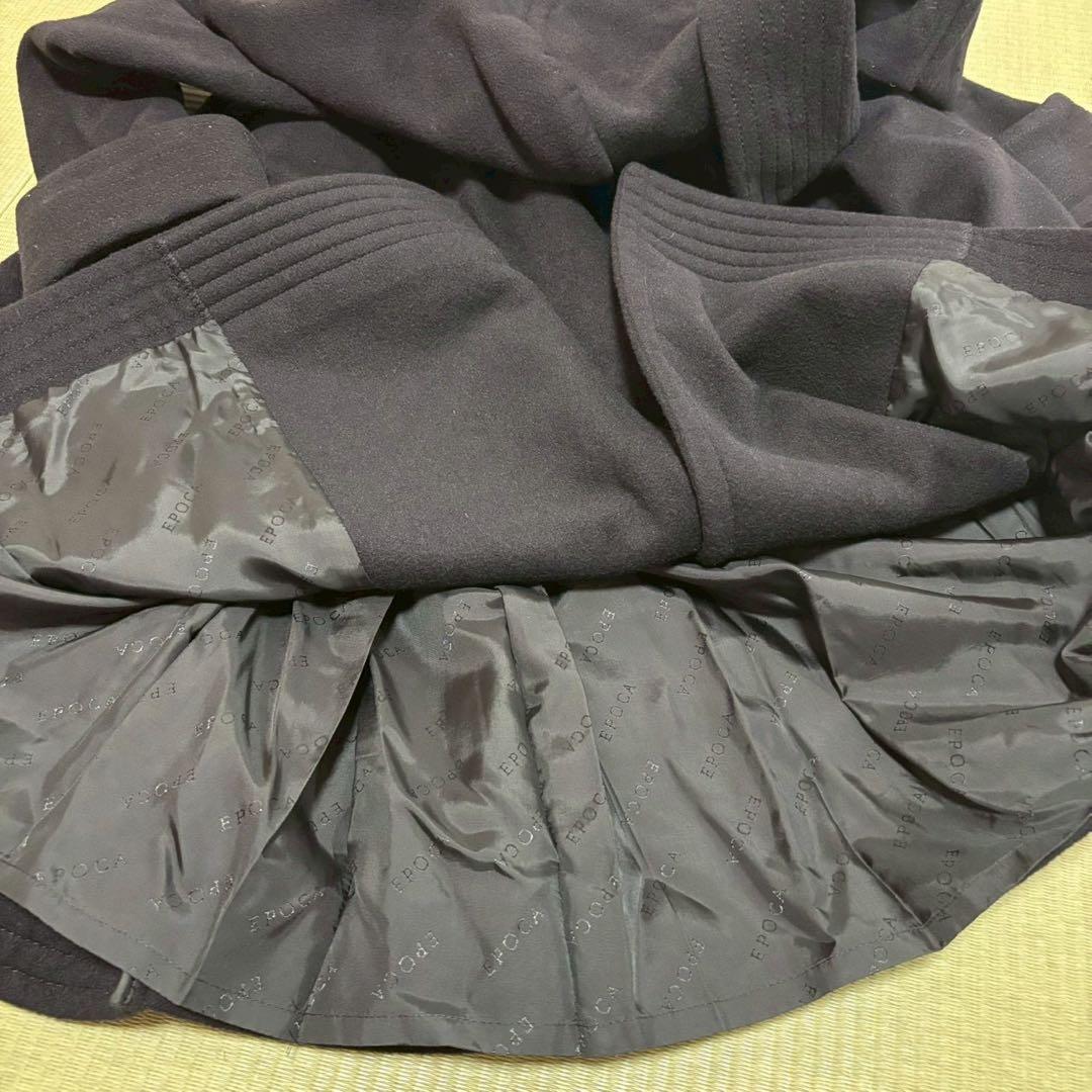 EPOCA ロングコート 黒 ブラック 40 アウター フレア 厚手 防寒