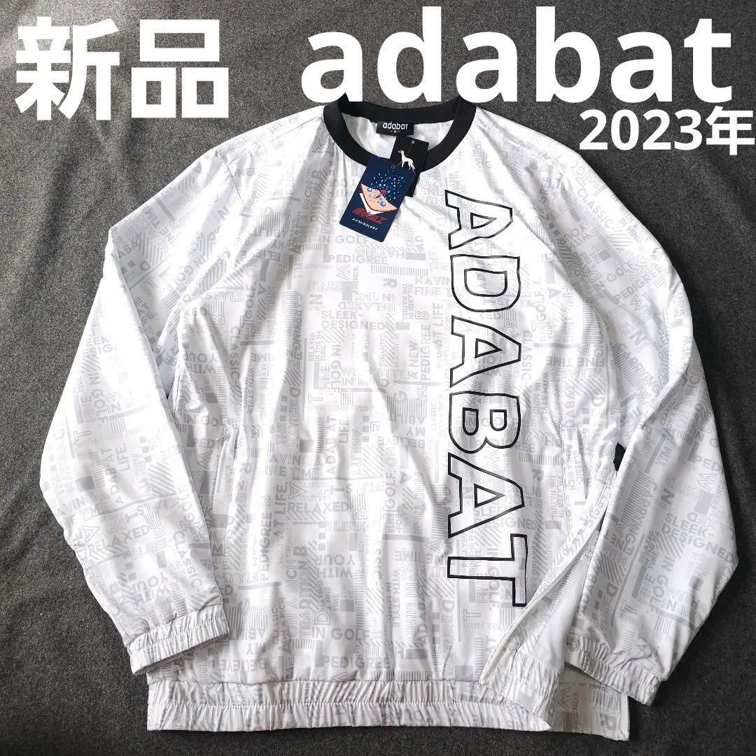 新品【アダバット】2023年総柄ロゴネーム 裏薄起毛 長袖プルオーバーブルゾンM