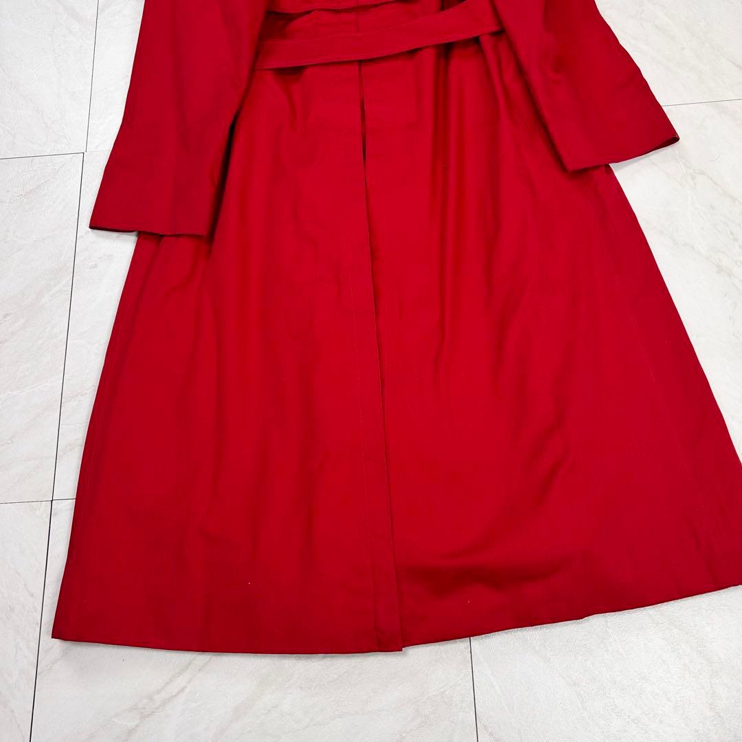 美品 バーバリー マキシ丈 ダブル トレンチコート ライナー ベルト 赤 L