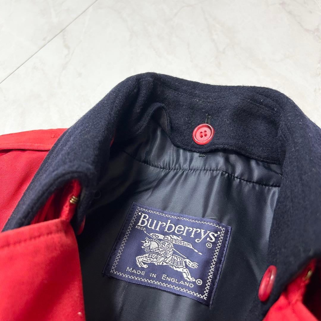 美品 バーバリー マキシ丈 ダブル トレンチコート ライナー ベルト 赤 L