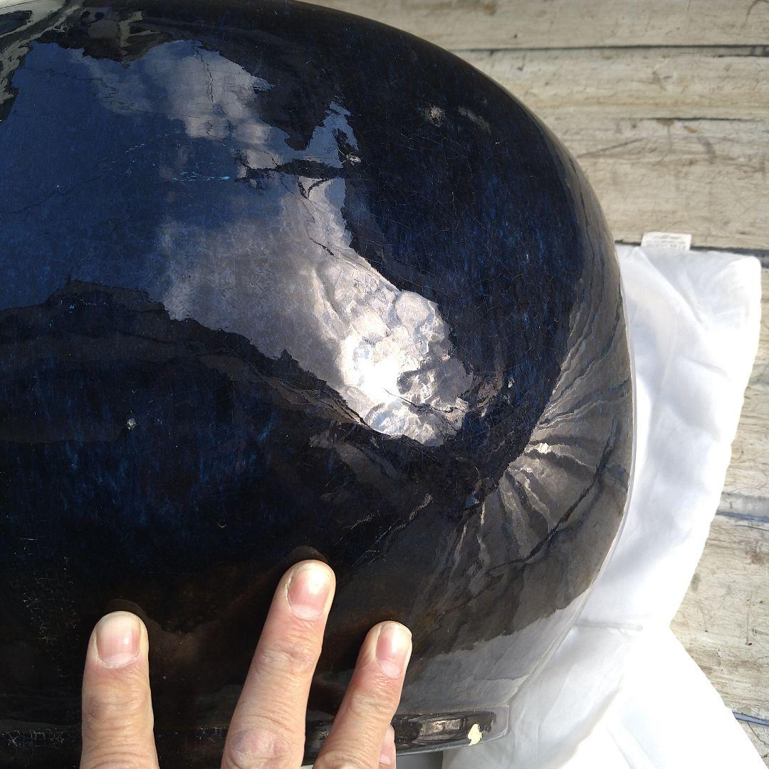 海鼠釉 火鉢 濃紺 陶器製 水鉢 直径約36cm