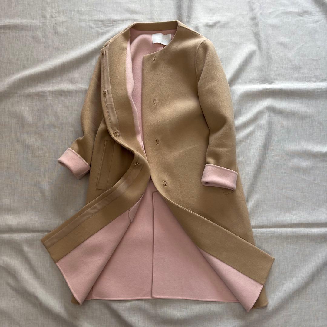 美品☆ボールジィ　トゥモローランド　カシミヤ混　ノーカラーコート ロングコート