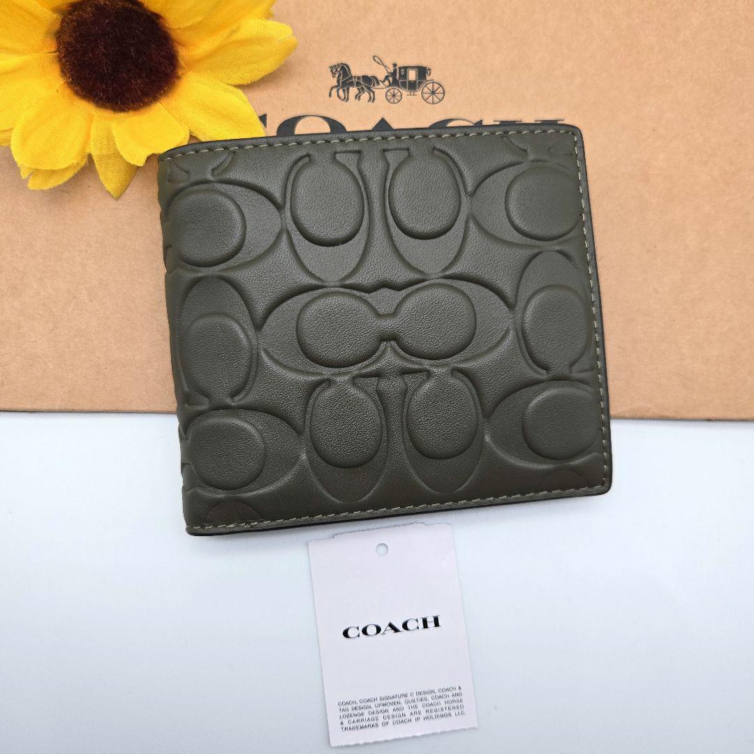 COACH 折り財布 新品 オリーブ 新作 お札入れ 小銭入れ