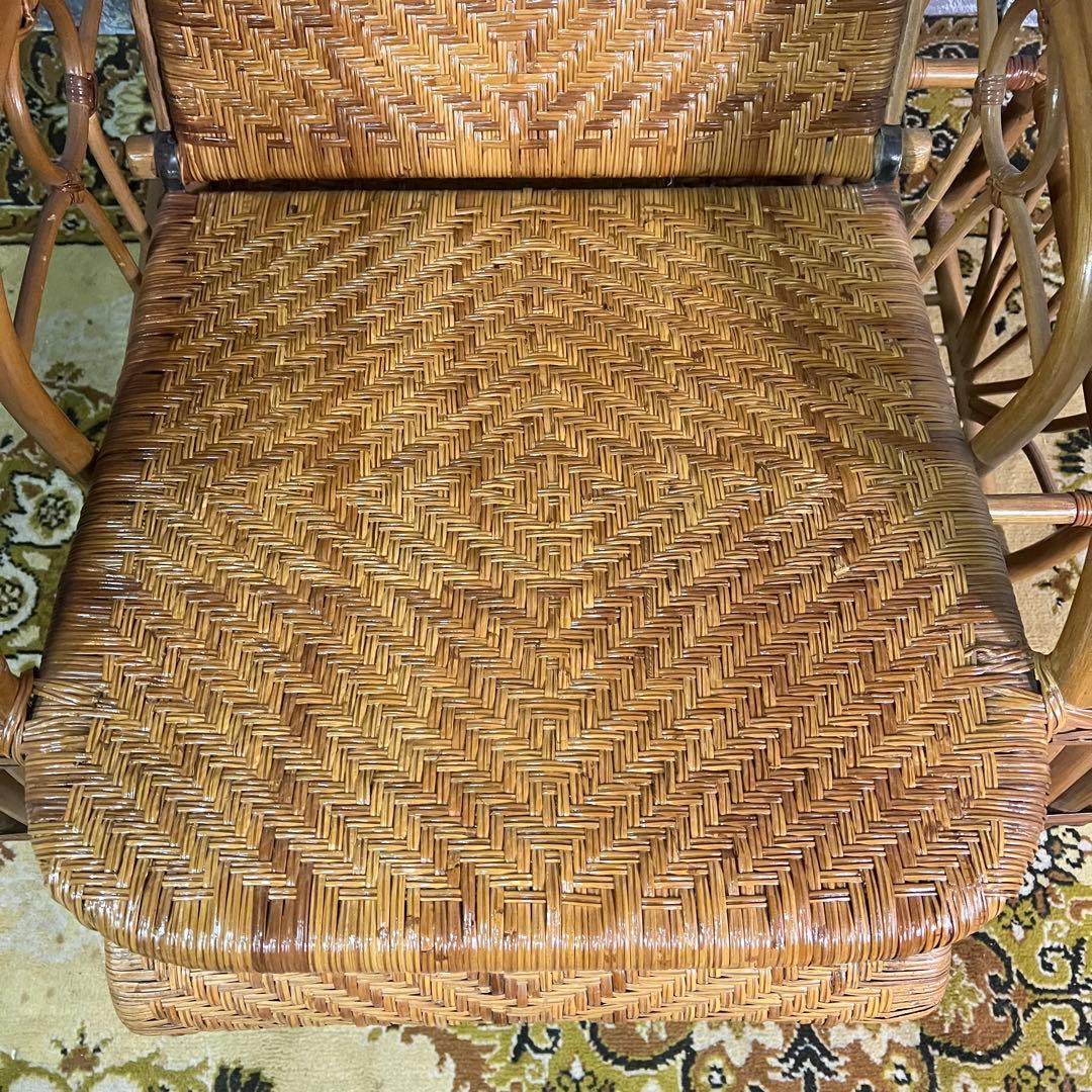 ꧁籐家具꧂ラタン リクライニングソファ 1人掛けソファ 昭和レトロ アジアン