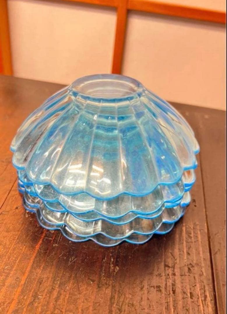 ウランガラス器　希少な青色　5枚