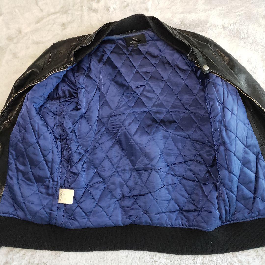 ユナイテッドアローズ ラムレザー ライダースジャケット L 短丈 リブ