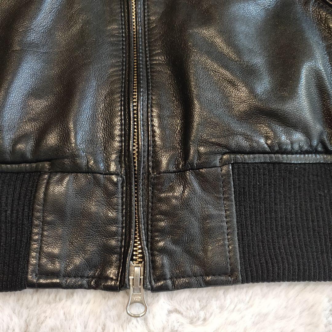 ユナイテッドアローズ ラムレザー ライダースジャケット L 短丈 リブ