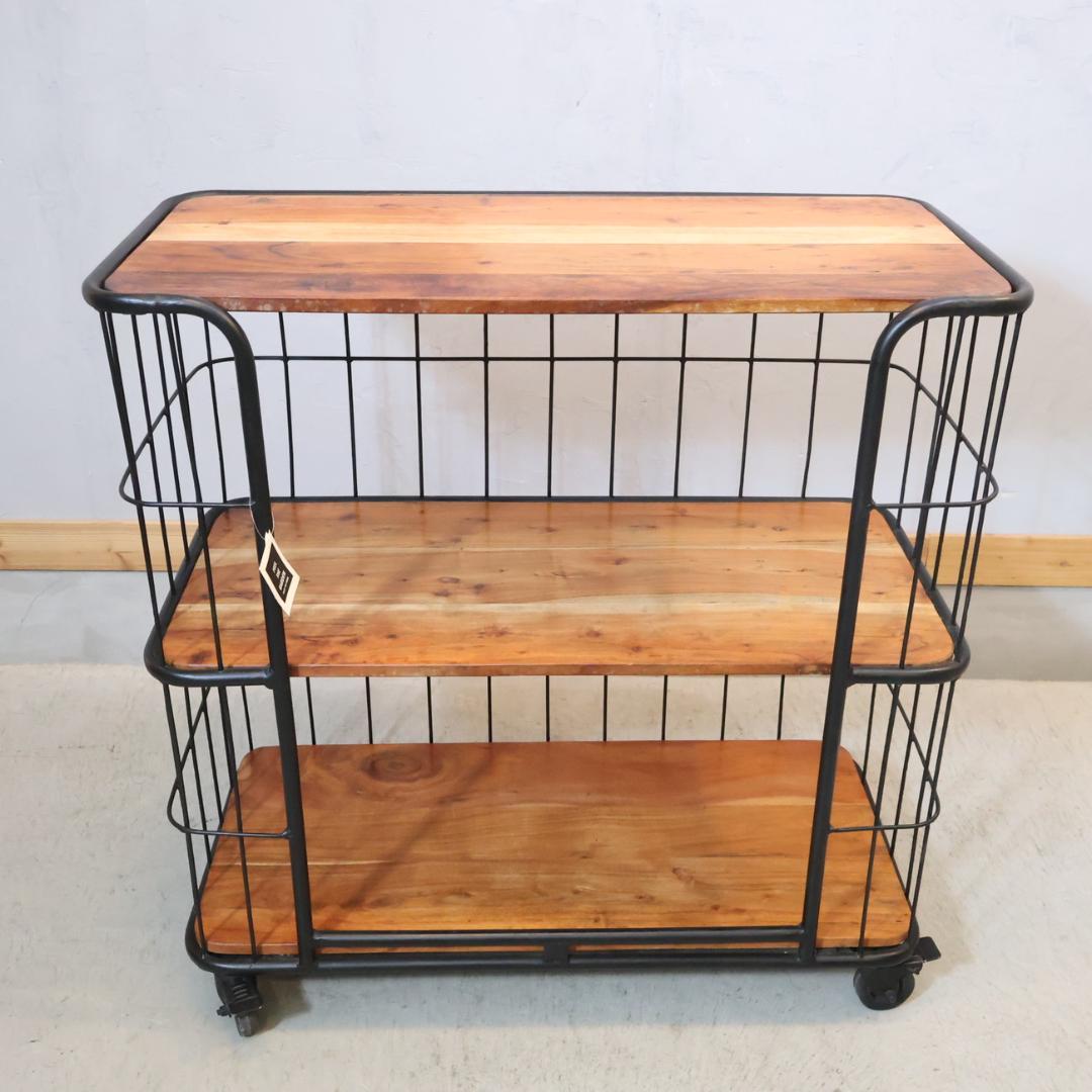 SPICE OF LIFE 3段ワイドワゴンラック オープンシェルフ 工業系