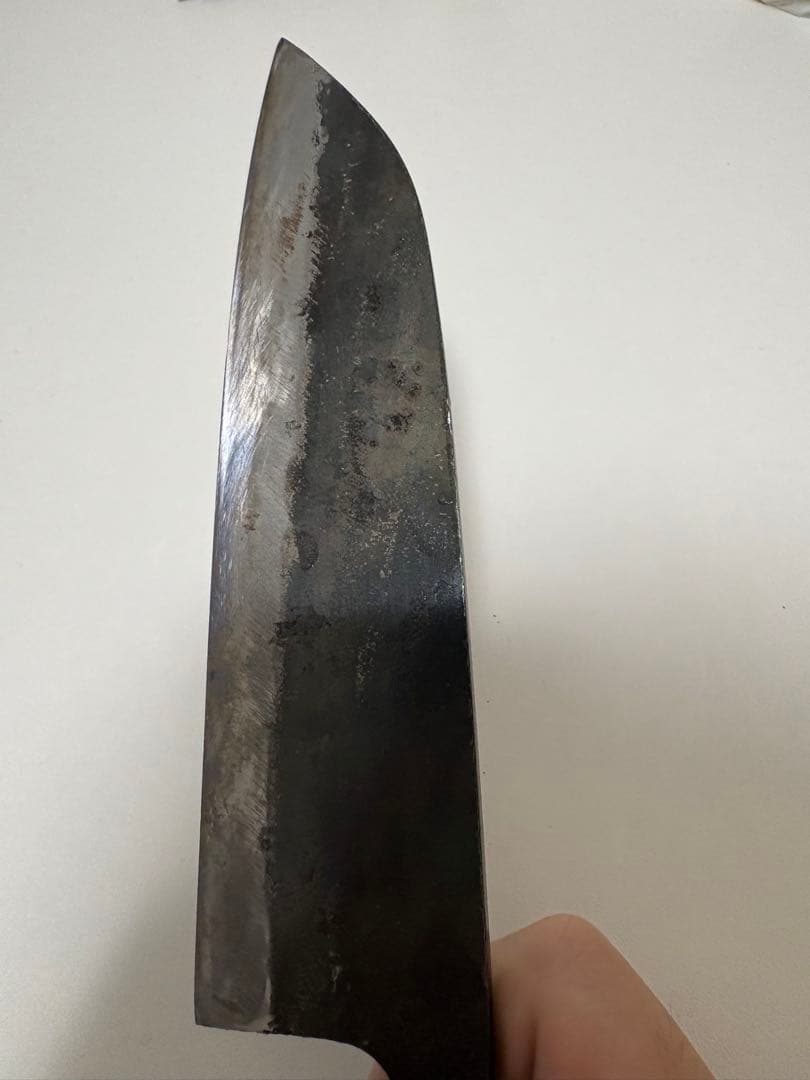 鋼製 三徳包丁 木製ハンドル 刃渡18cm
