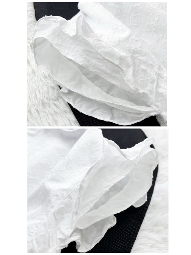 LOUIS VUITTON 19AW モノグラム フリルブラウス ゴールド 40