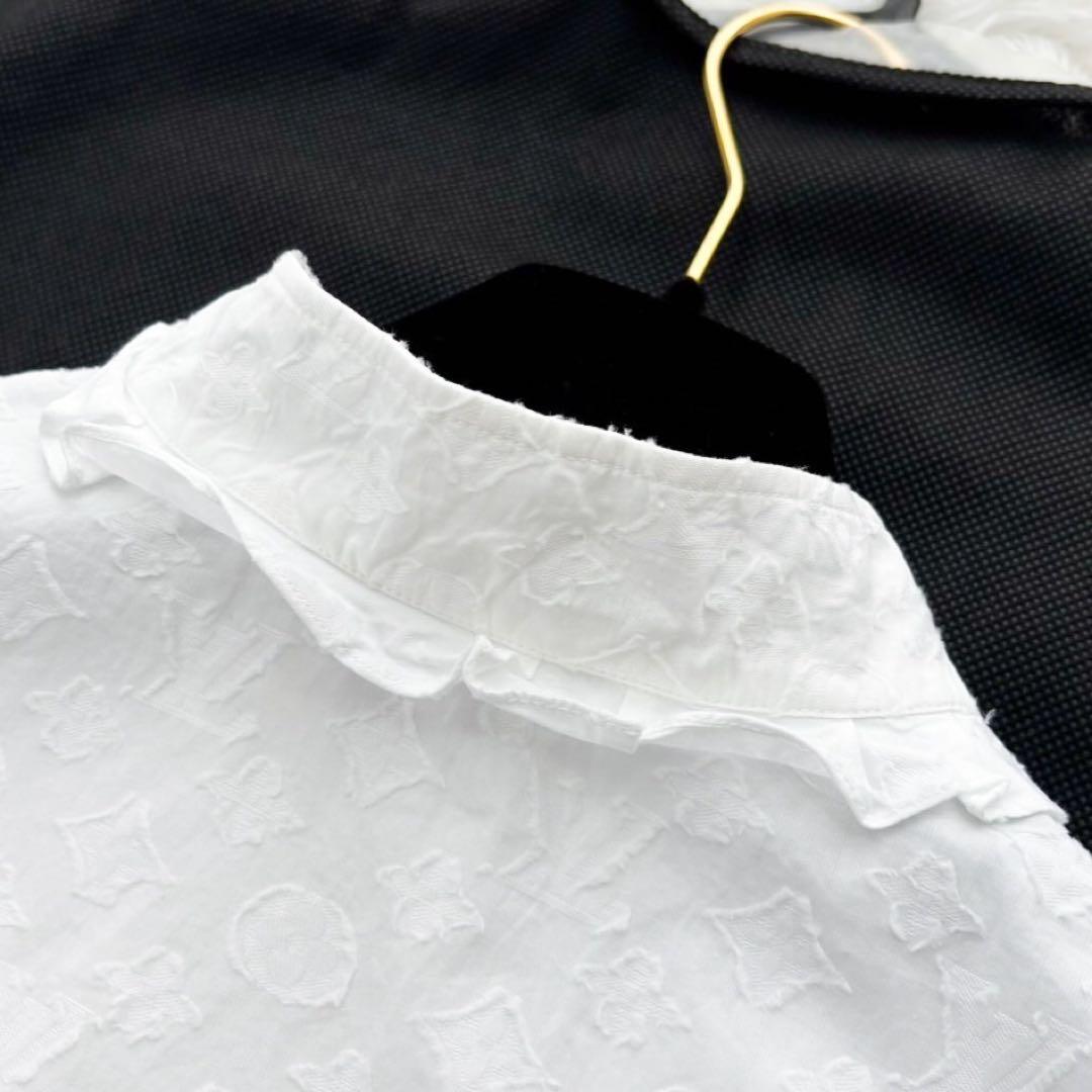 LOUIS VUITTON 19AW モノグラム フリルブラウス ゴールド 40