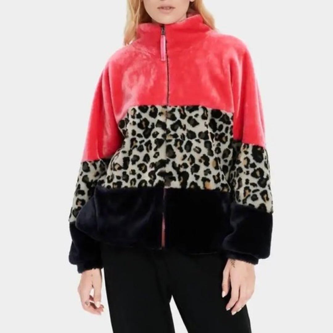 UGG アグ　フェイクファージャケット　ボア　オーバーサイズ　ヒョウ柄　S