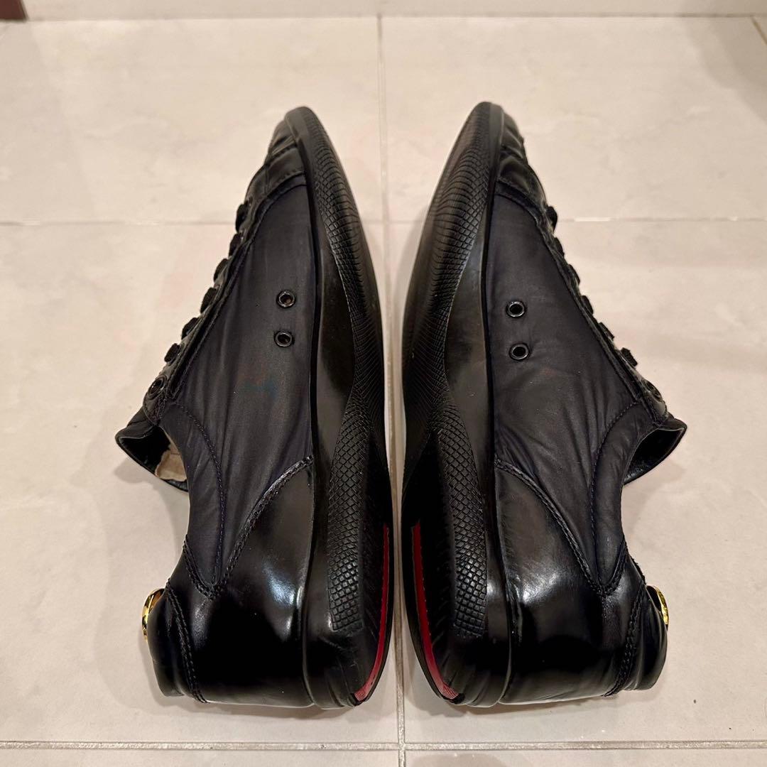 PRADA LINEA ROSSA｜ナイロン×レザースニーカー ブラック UK7