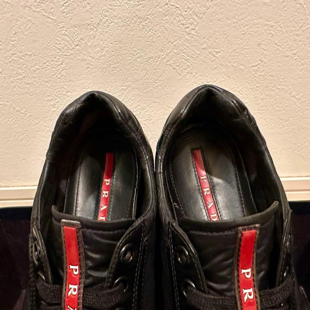 PRADA LINEA ROSSA｜ナイロン×レザースニーカー ブラック UK7