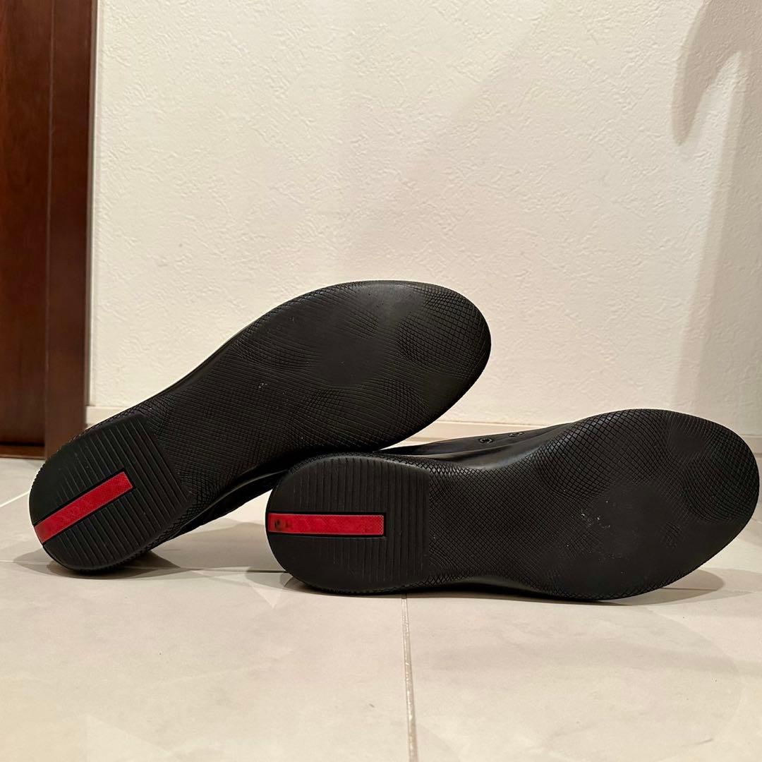 PRADA LINEA ROSSA｜ナイロン×レザースニーカー ブラック UK7
