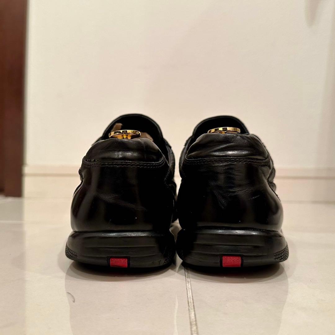 PRADA LINEA ROSSA｜ナイロン×レザースニーカー ブラック UK7