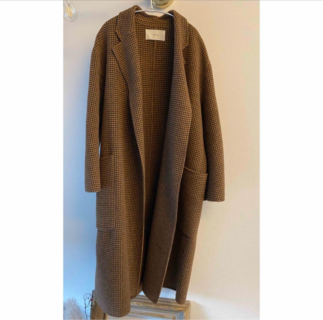 todayful ブラウンチェック ロングコート