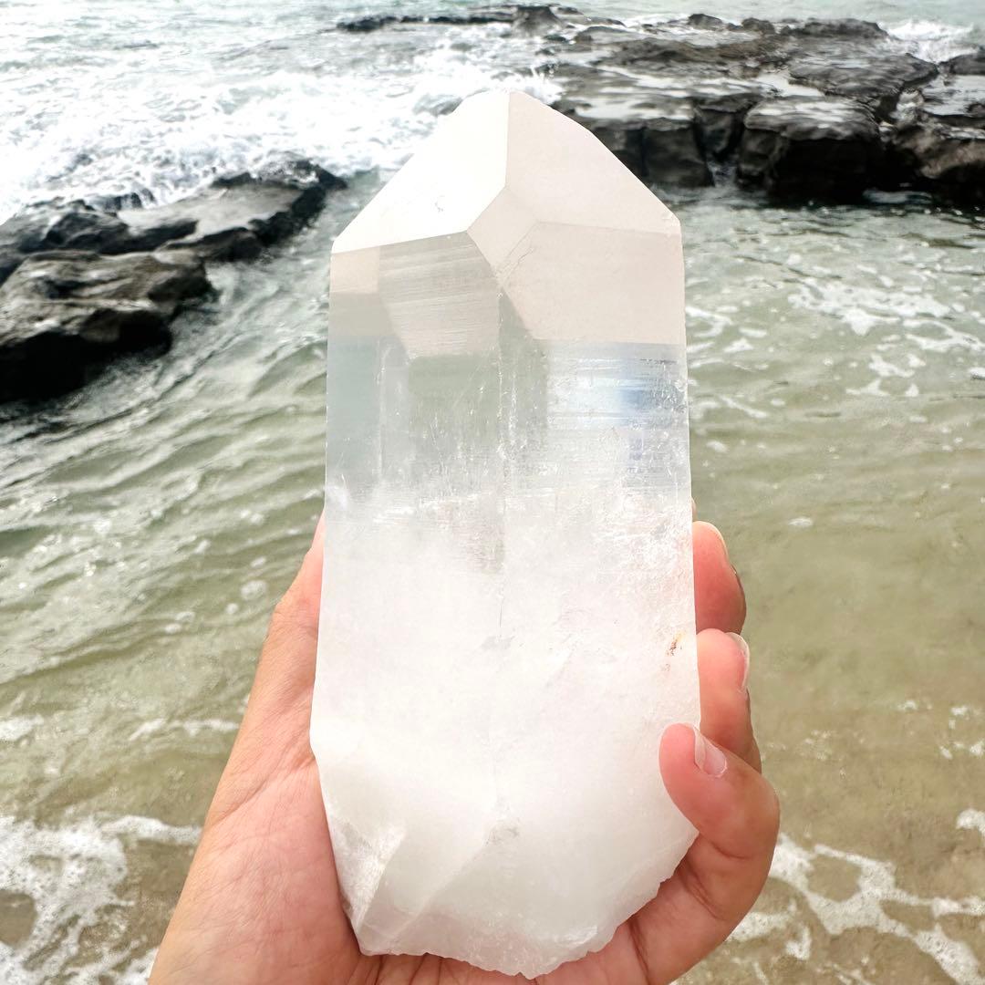 【水晶　ロック クリスタル】　バーコード入り　ビッグポイント　⑤