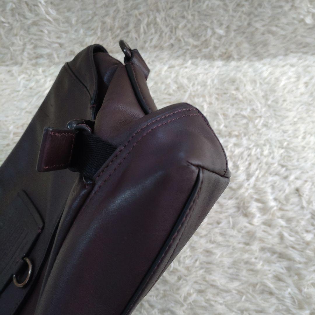 COACH　2wayレザーダークブラウンメッセンジャーバック　37954