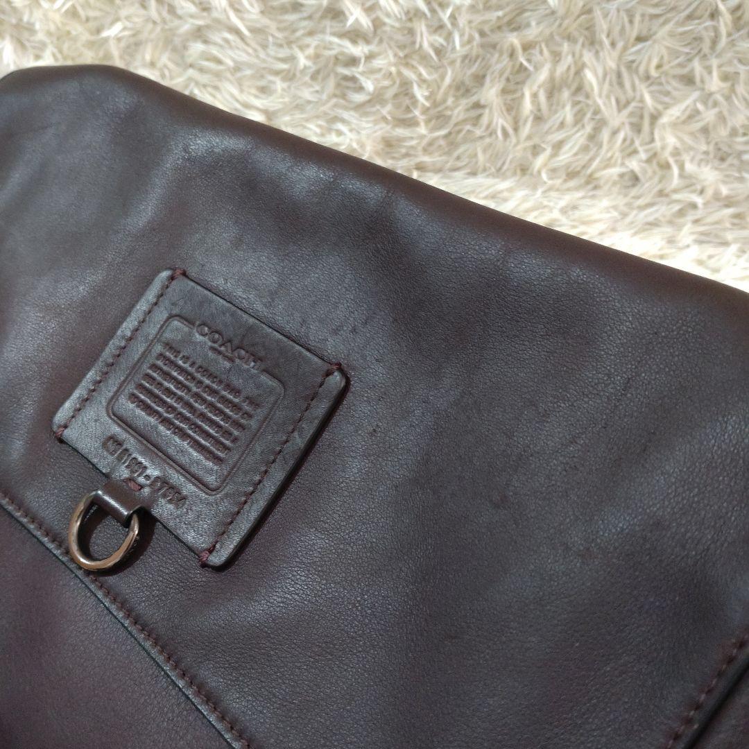 COACH　2wayレザーダークブラウンメッセンジャーバック　37954