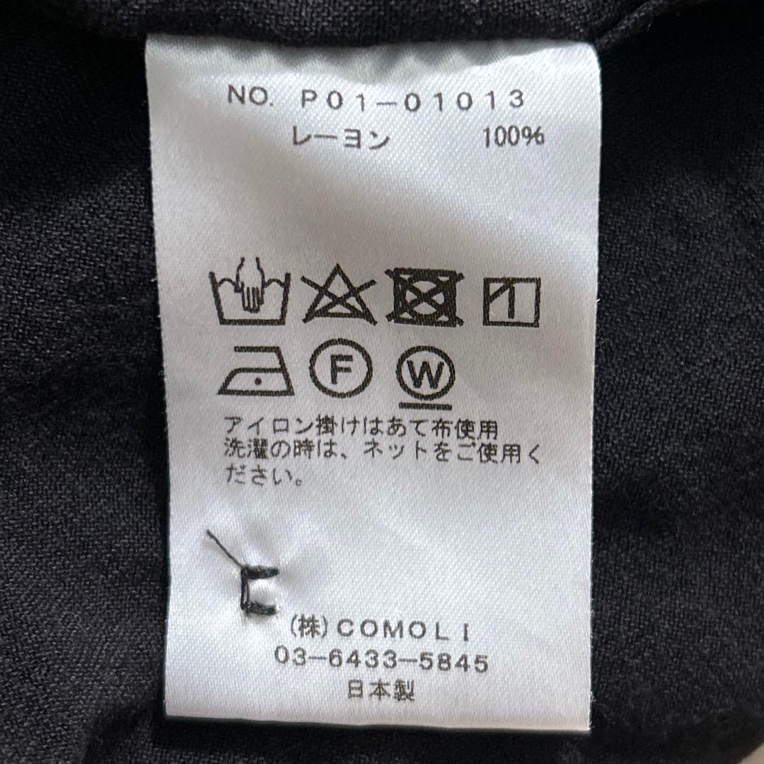 COMOLI レーヨン オープンカラーシャツ ブラック サイズ4