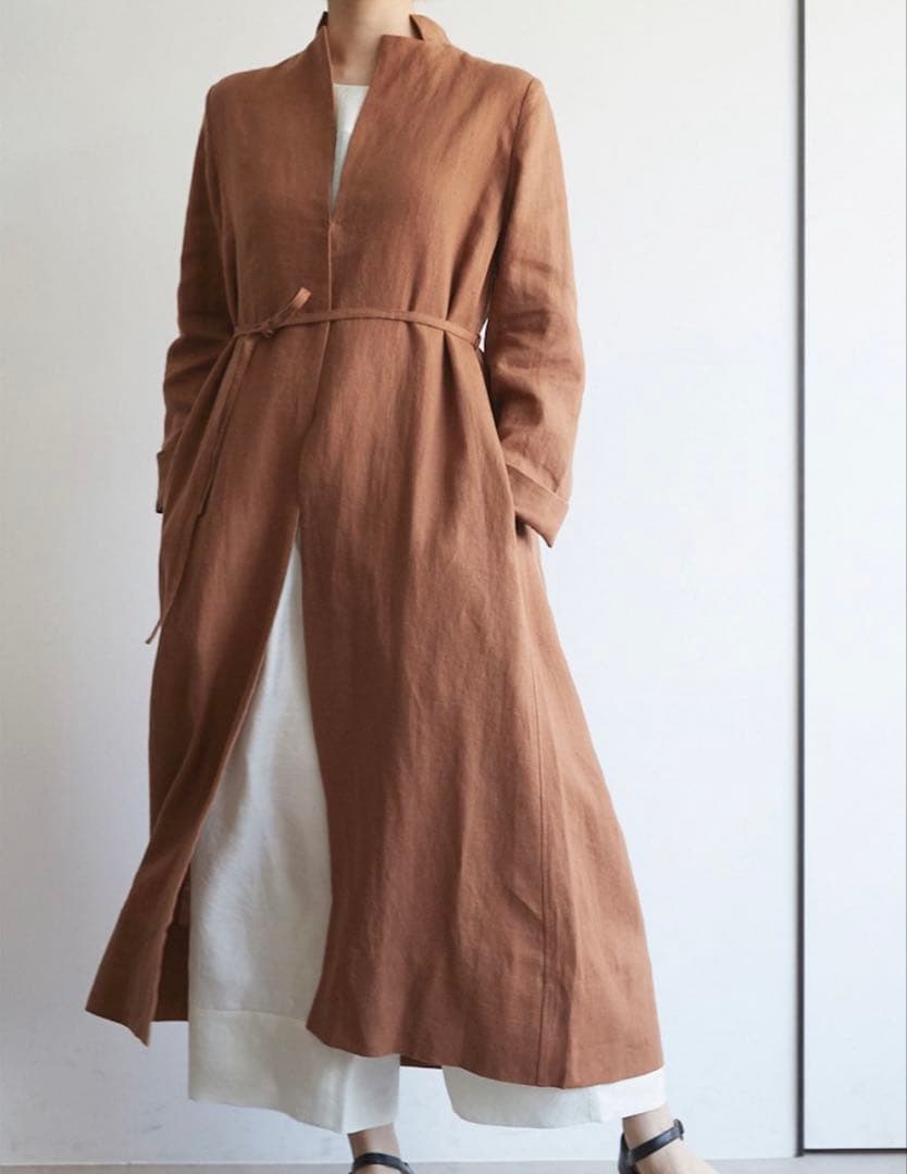 DoI 働衣　Lily coat リリーコート　リネン　ブラウン