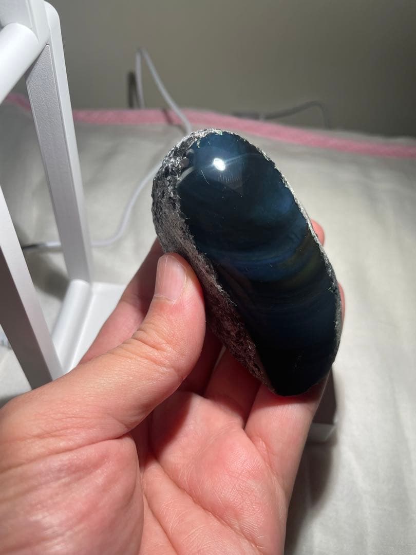 研磨品　十勝石玲瓏　ディープブルー＋マスタードイエロー　レインボーオブシディアン