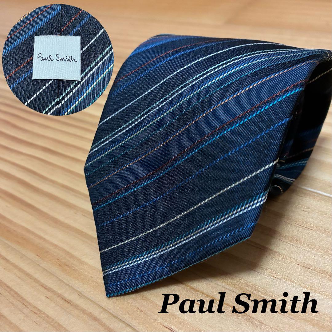 【極美品】ポールスミス ネクタイ 現行 マルチストライプ 花柄 日本製 ビジネス