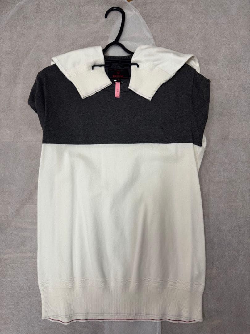 BRIEFINGブリーフィングニットセーターグレー×白バイカラーMサイズ