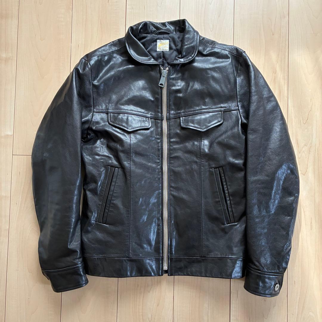 【BARNS OUTFITTERS】ゴートレザー ジップアップ ライダース
