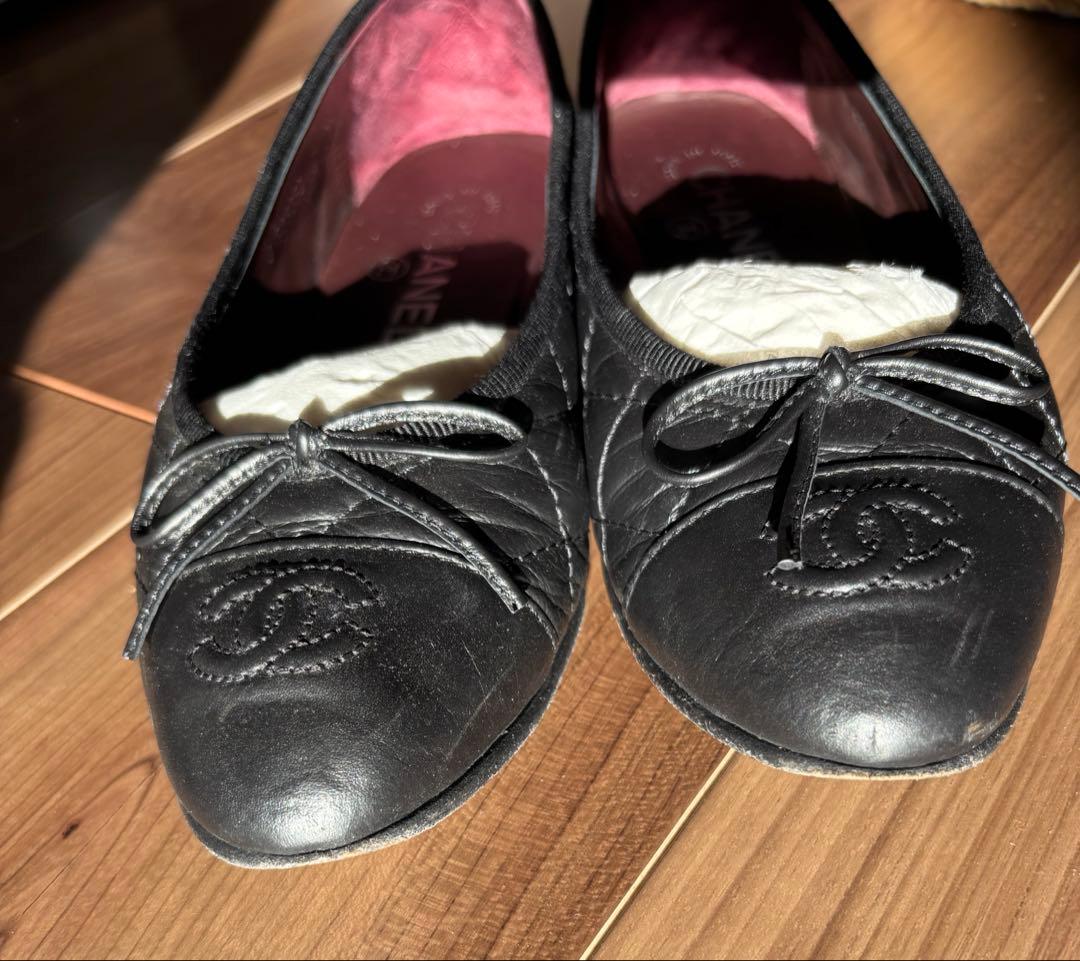 美品【CHANEL シャネル】バレリーナ 35.5(22.5センチ) 保存袋付