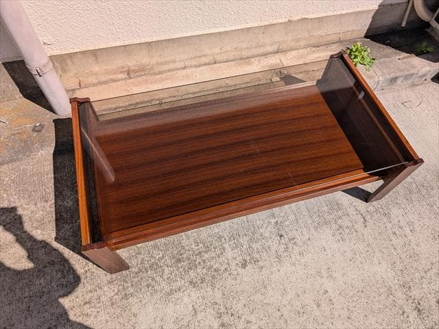 ヴィンテージ｜日田工芸｜スモークガラストップ｜センターテーブル｜