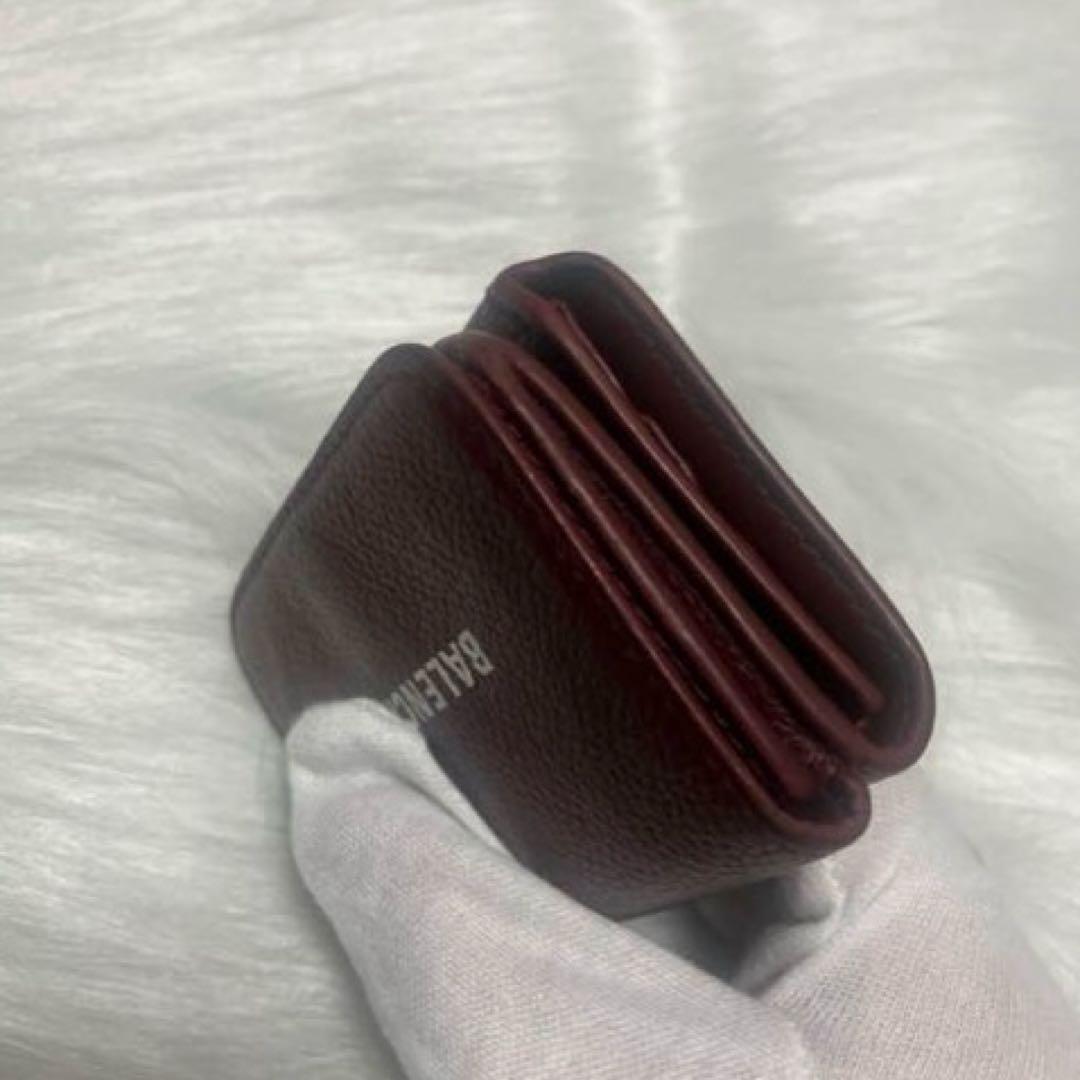 BALENCIAGA三つ折り財布　赤茶色　あずき色