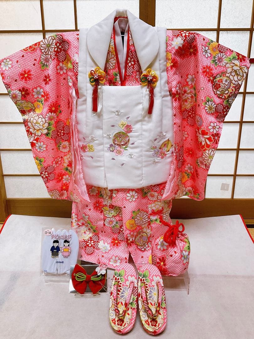 子ども 七五三 3歳 被布着物 ひな祭り お雛様 新品未使用品 タグ付き