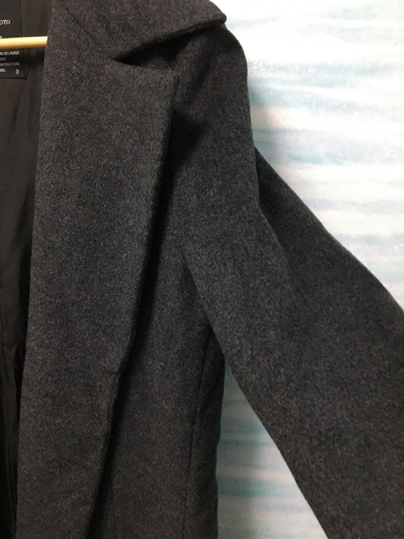 【Y'sヨウジヤマモト】ロング丈コート　フェルト生地　グレー　モード 日本製