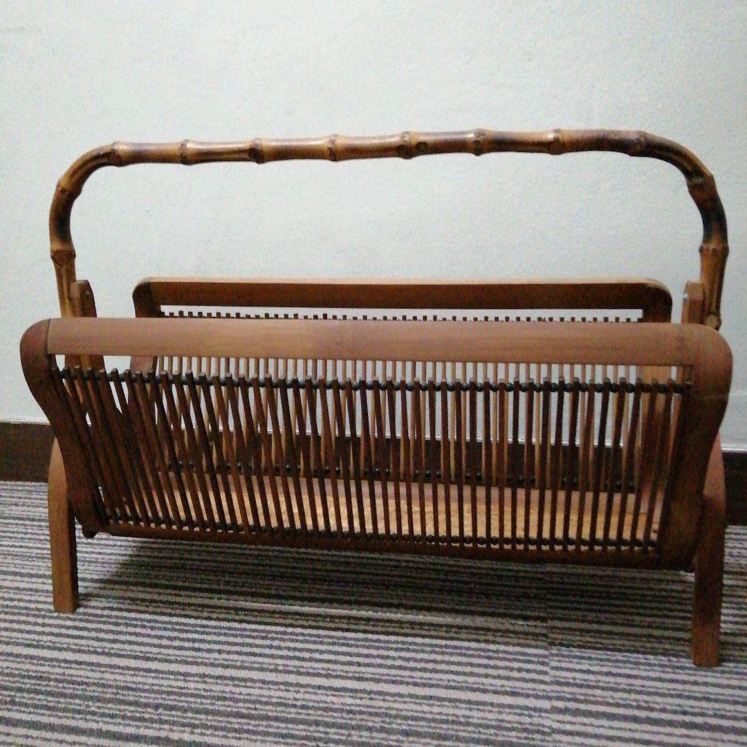 竹製木製　ヴィンテージラック　46cm　大正〜昭和初期