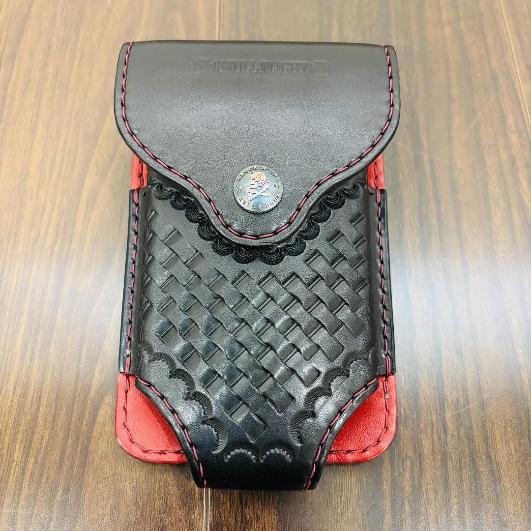 SKULL FLIGHT スカルフライト シガーケース レザー ブラック×レッド