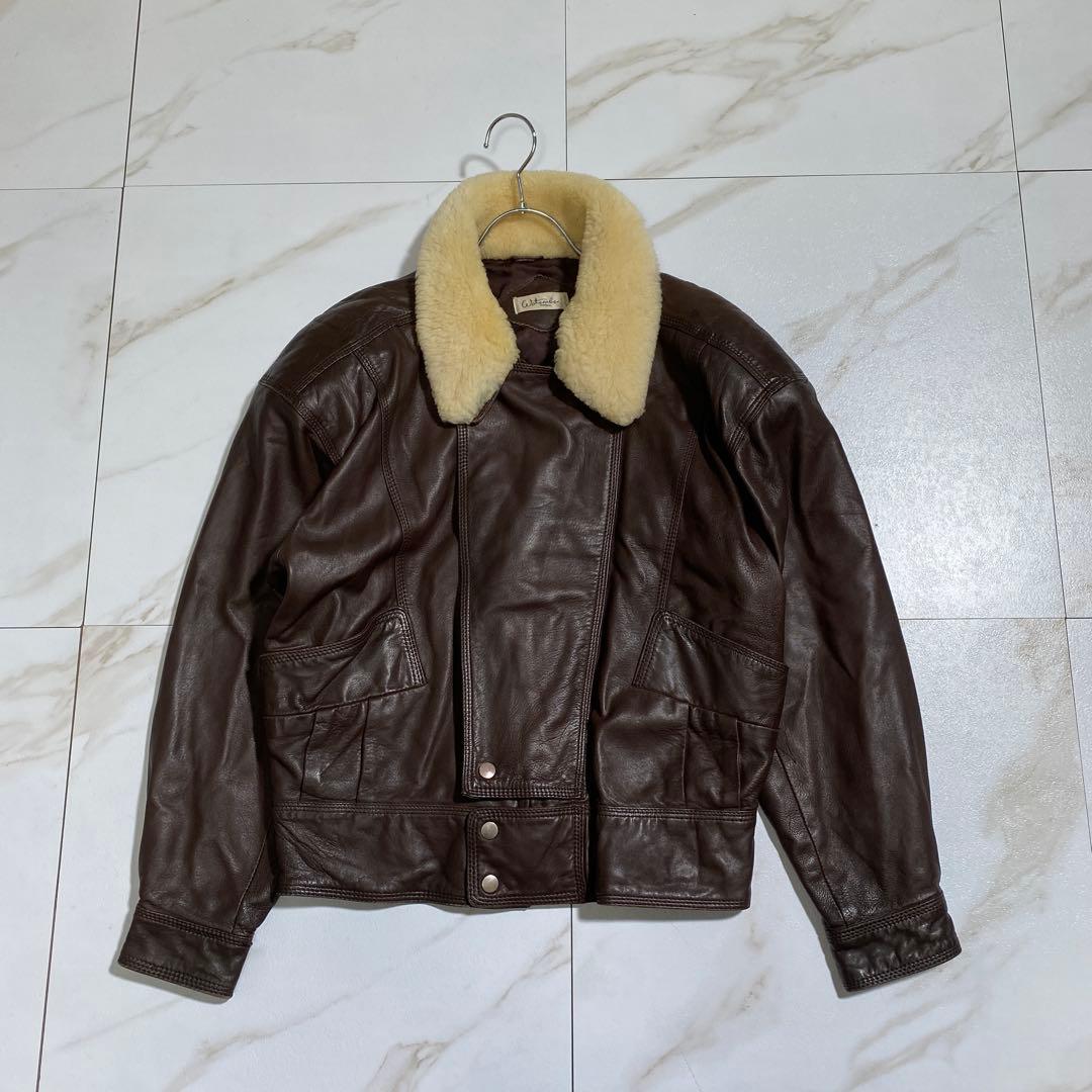 ヴィンテージ G1 ラムスキン 襟ボア 短丈フライトジャケット